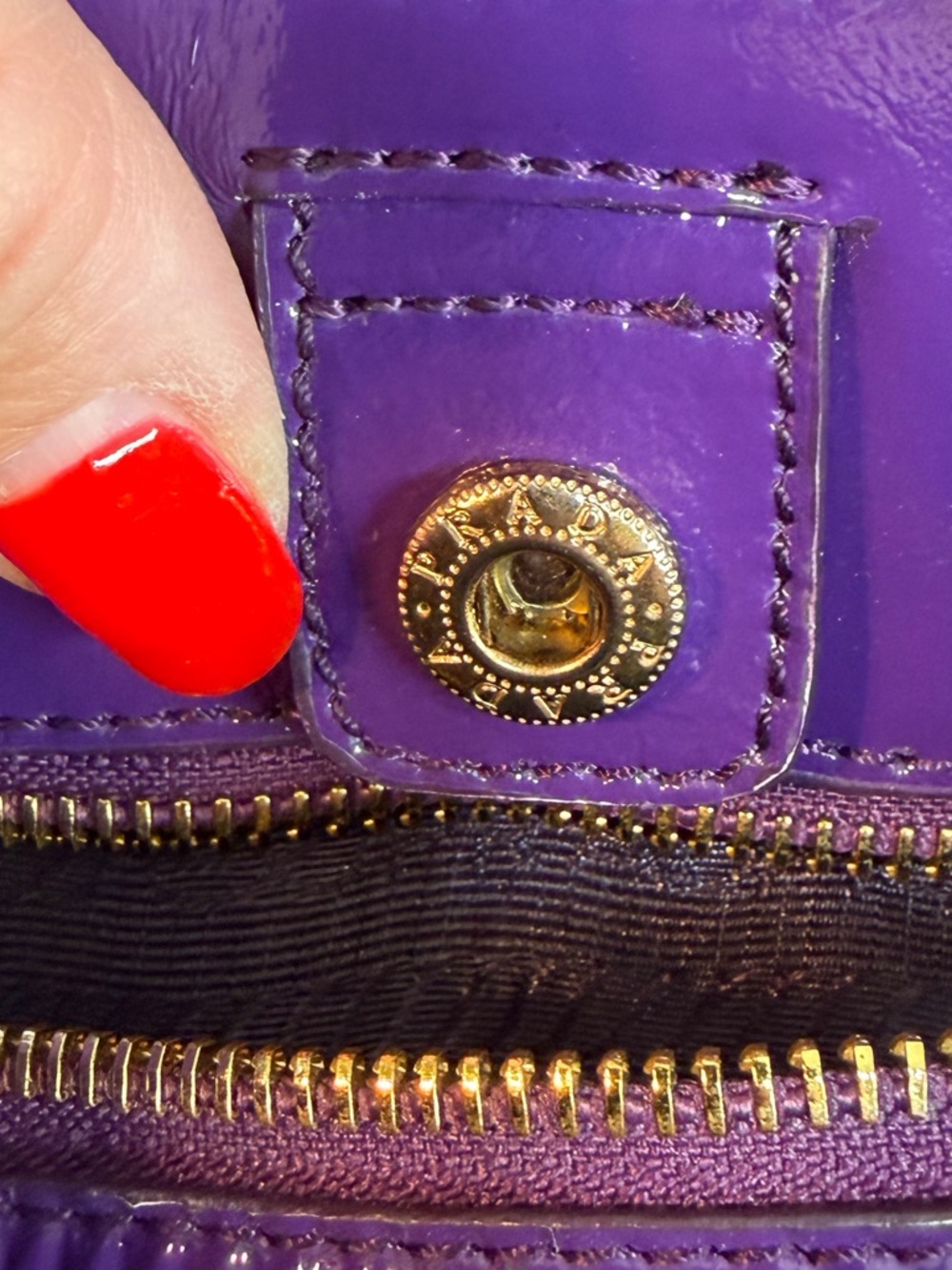Prada Purple Nylon Shoulder Bag with Gold Hardware! Offers always welcome! - Picture 12 of 15